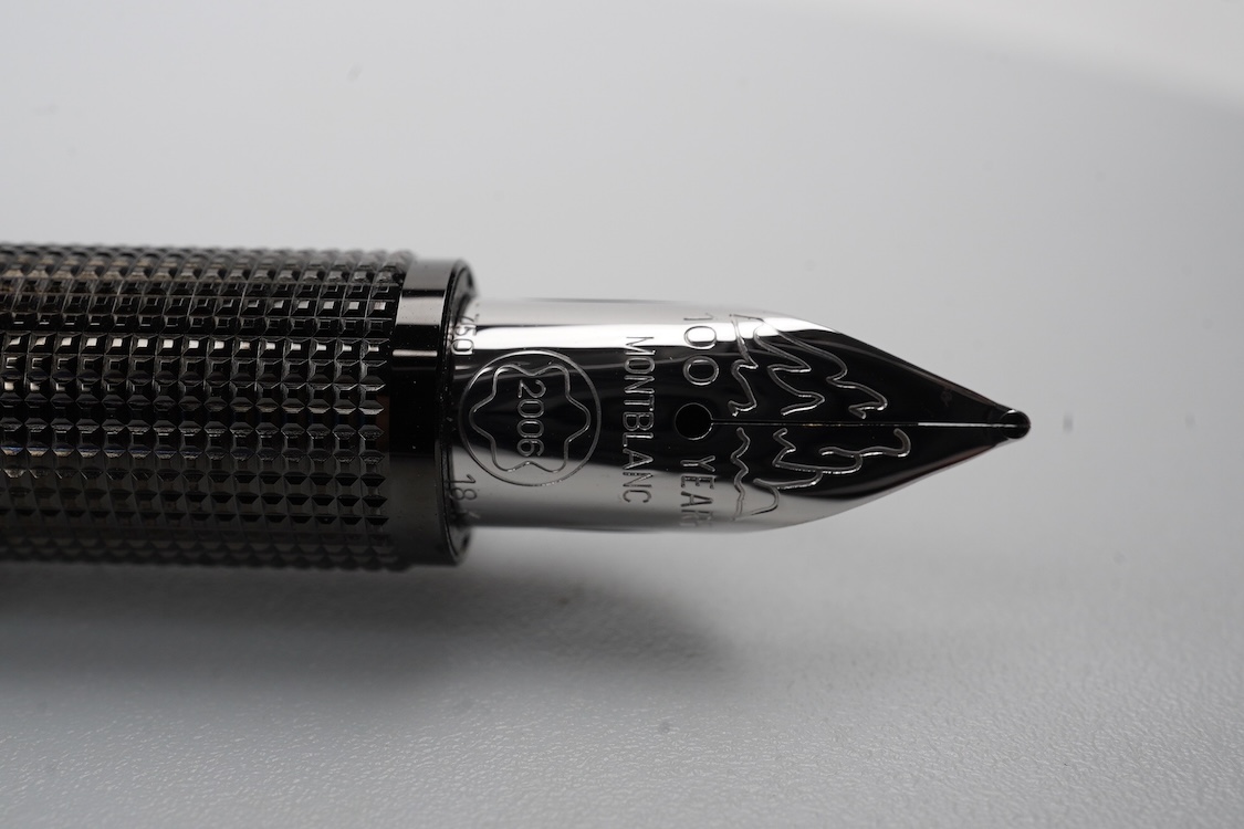 A modern Montblanc 'Starwalker' black with platinum coated trim, medium 18ct. nib